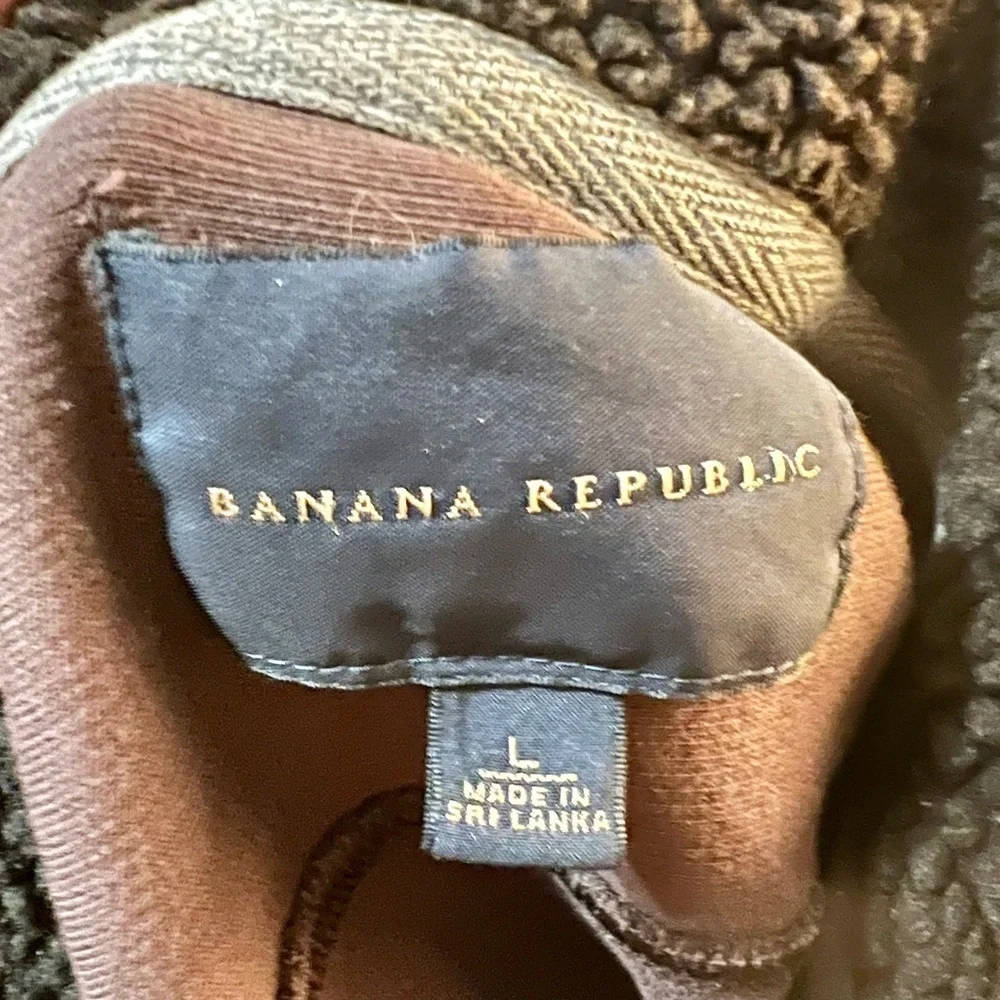 🔥Banana Republic Mens L Front Zip & Buton Coat Jacket Casual Pockets